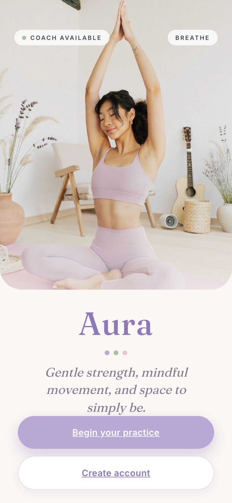 Aura themed client app — soft pastel wellness